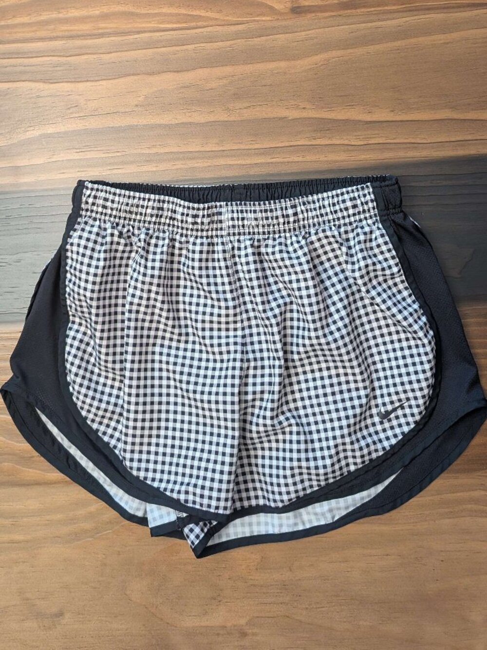 Nike Dri-FIT Icon Clash Tempo Black & White Gingham Pattern Running Shorts Sz L
